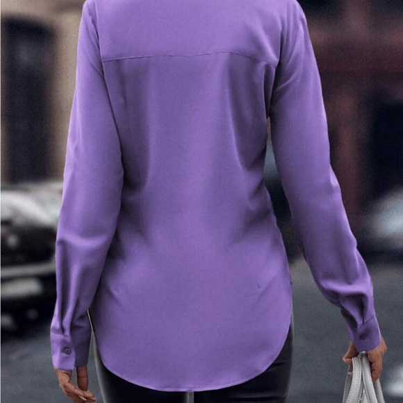 New purple button down blouse top - Picture 7 of 8